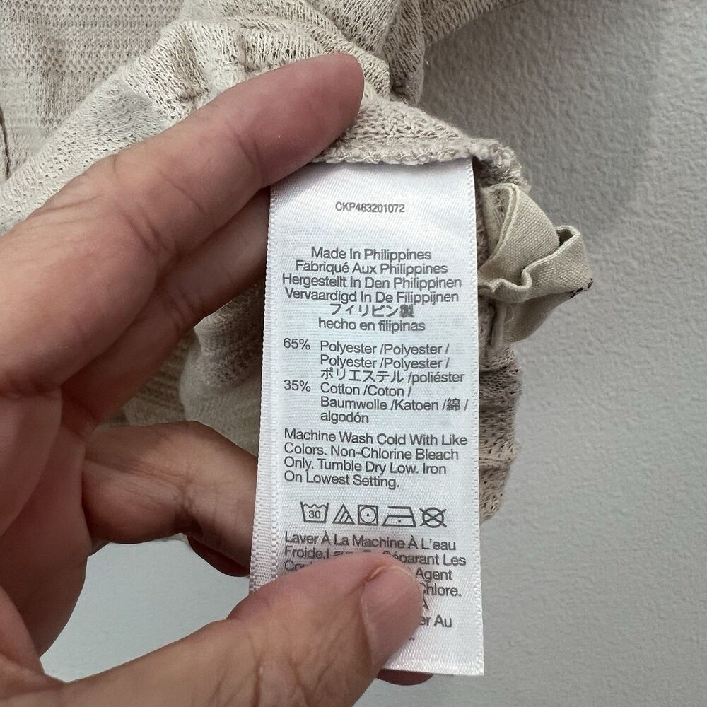 Madewell Ruffle-Collared Crop Tan Top Large Cottagecore Preppy Casual Prairie - Picture 5 of 9
